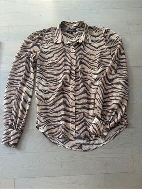Generation Love Zebra-Print Collard Button Down Blouse